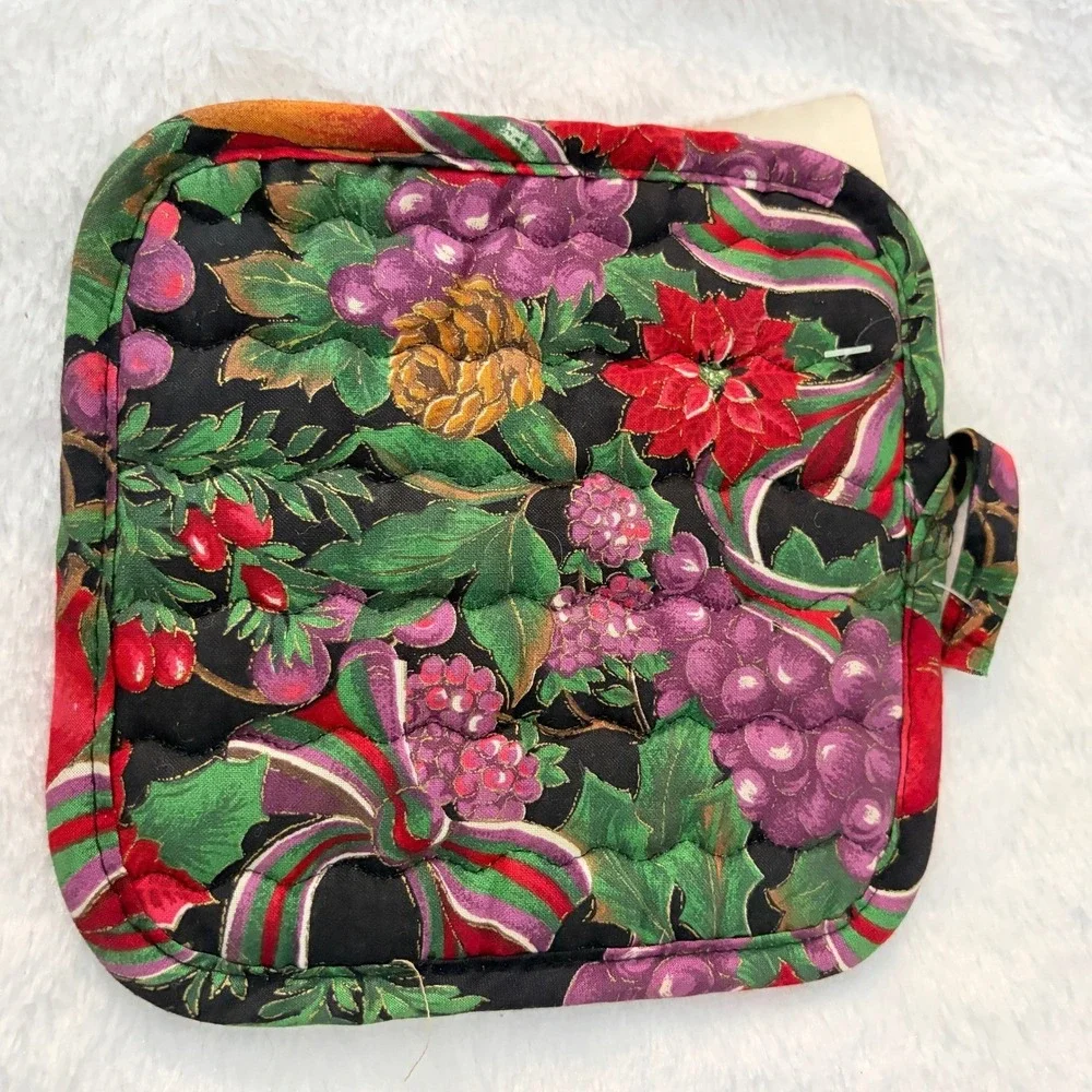 Barth‎ & Dreyfuss Potholders Set 3 Christmas Poinsettia Apple Vintage Red Green